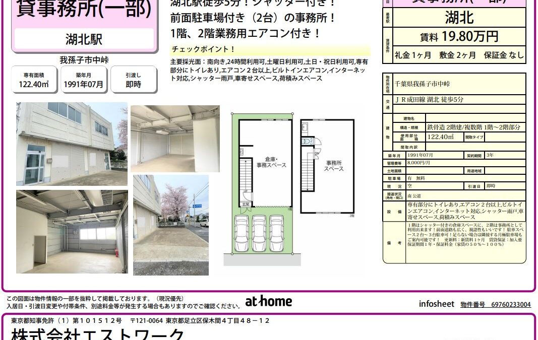 【貸事務所・貸店舗】我孫子湖北