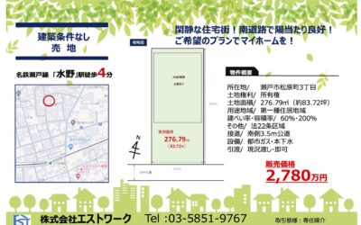 【売買】瀬戸市 松原町3丁目（水野駅）売地（古家あり）